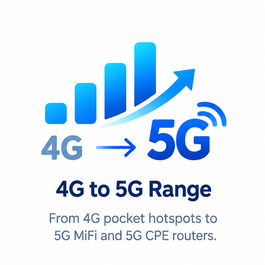 4G to 5G range. From 4G pocket hotspots to 5G MiFi and 5G CPE routers.