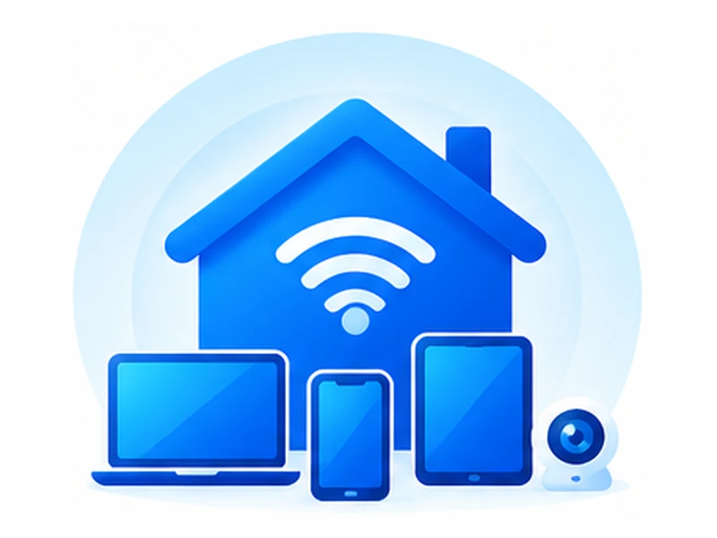 Home WiFi connecting laptop, phone, tablet and camera