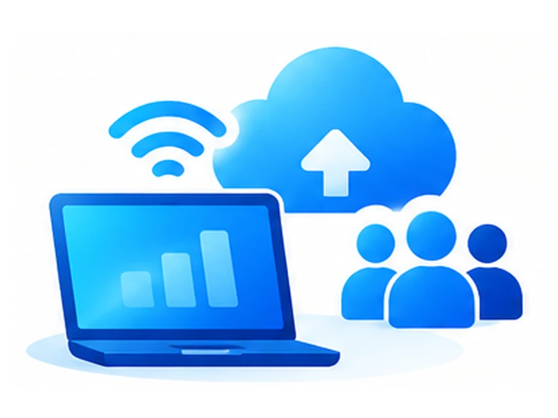 Small office team using WiFi and cloud access